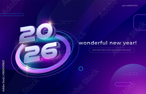 New year 2026 celebration background design. Vector holiday template for greeting card, banner, party, web.