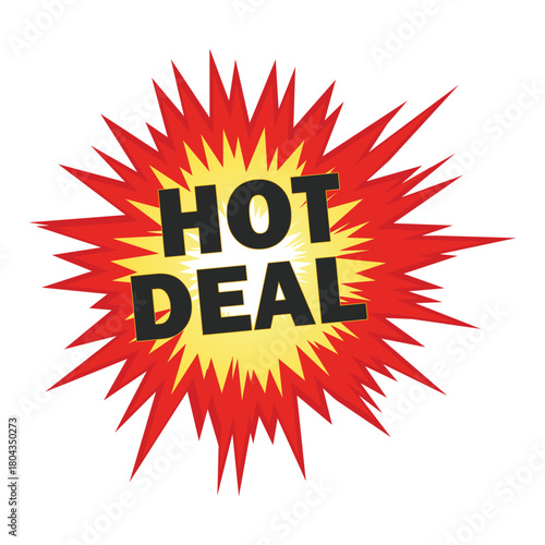 Photos Hot deal sale promotion isolated on red and yellow burst design with text hot de