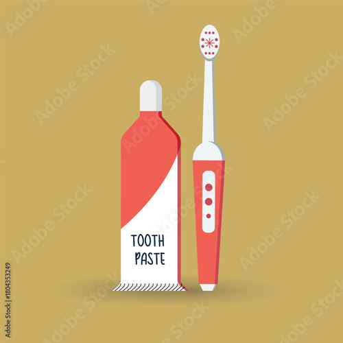 Papier peint Electronic toothbrush with toothpaste, ideal for dental clinics, oral hygiene promotions, healthcare banners, educational materials, and advertising related to dental care and tooth protection
