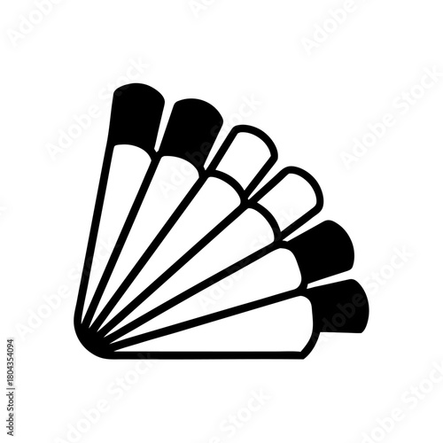 A thin-line icon showing a fan of nail tips, representing color selection and design options available in a nail salon.