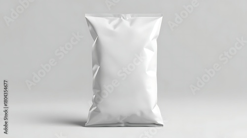 chips, snacks, candy , A white empty snack bag for food packaging , Blank white food pouch
