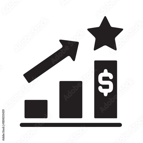 Business Growth and Financial Success Achieving Goals with a Rising Investment Chart and Star Achievement