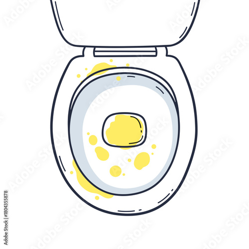 Yellow stains in toilet bowl with clean white surface  