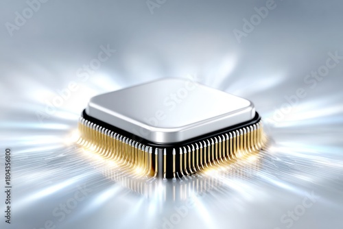 Microchip: Depicting a modern microchip radiating with cutting-edge technology, its intricate design suggesting the core of technological advancement and computation.