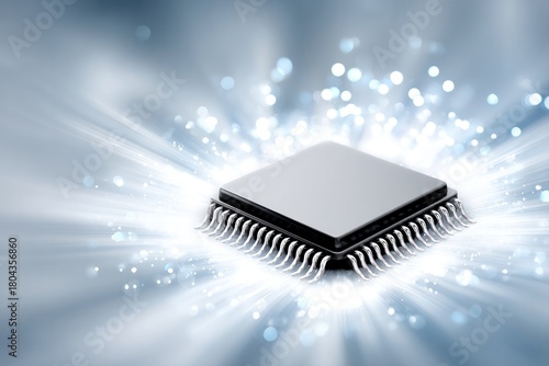 Digital Core: An elegant illustration of a central processing unit, symbolizing the advanced technologies of digital communication, with a subtle light and shadow design.