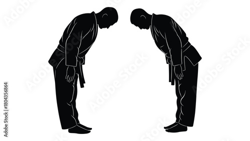 Martial arts bow silhouette isolated on white background, Vector