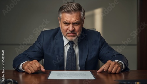 A determined man reviewing a document, a scene that conveys focus and resolve