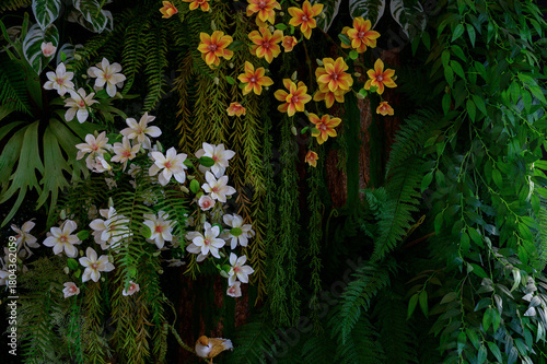 Leaf wall, plant wall, natural green wallpaper and background, nature wall, green forest nature background.