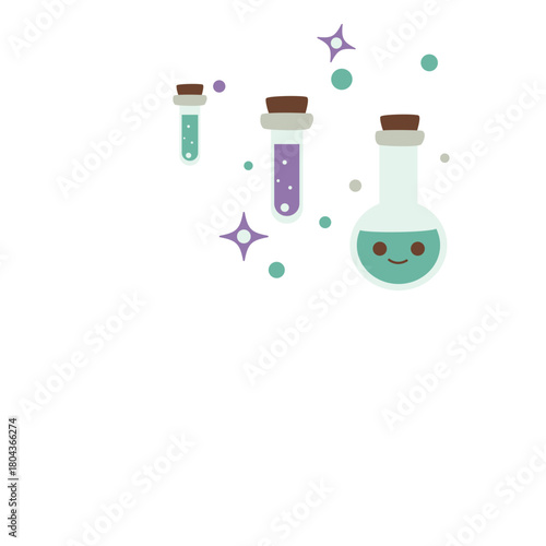 Test tubes with sparkles icon, ideal for chemistry labs, biology lessons, or illustrating fun, magical science experiments visually.