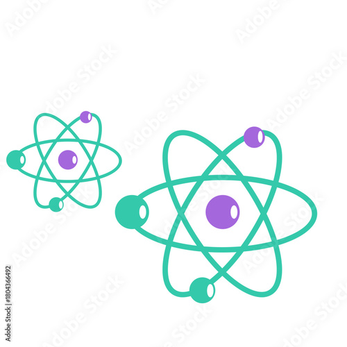 Atom icons, suitable for science education, physics lessons, or illustrating molecular structure and scientific discovery visually.