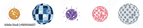 Disco Ball Vector Shiny Mirror Sphere Retro Party Illustration