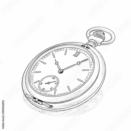 Timeless Treasure A Detailed Sketch of a Classic Pocket Watch Depicting History