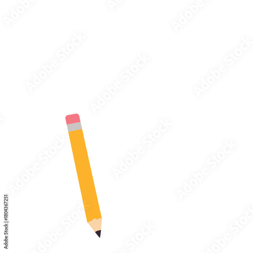 Yellow pencil icon, essential for writing, homework, or educational illustrations on note-taking, exams, and school assignments.
