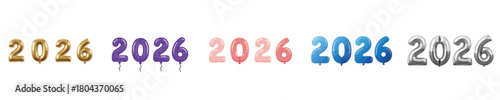 Balloon Number 2026 Vector Colorful Metallic Party Celebration Illustration