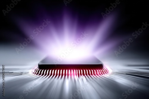 Illuminated Processor: A dynamic image features a central processing unit (CPU) bathed in an energetic glow, symbolizing the core of modern technology, innovation, and power.