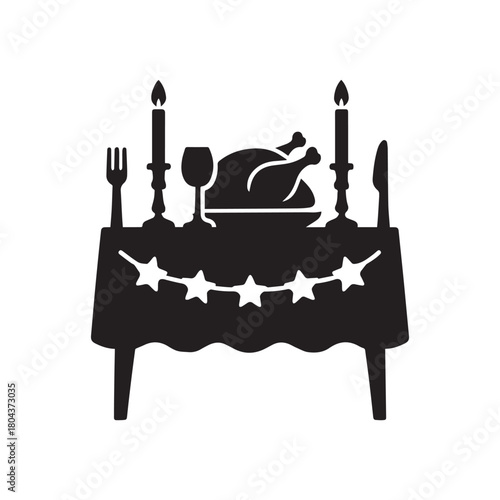 Thanksgiving Dinner Table: A Festive Feast Illustration