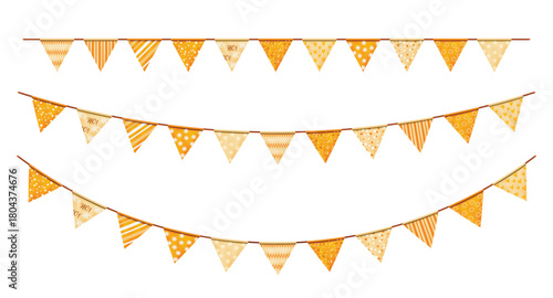 Merry Christmas celebration gold, red and green bunting flags, holiday patterns. Perfect for party, luxury event promotions, festive banners, birthday, anniversary, New Year