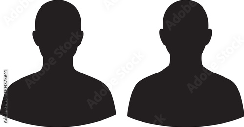Two male head and shoulder silhouettes facing forward silhouette