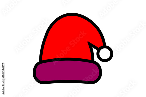 The image is a simple, cartoon-style illustration of a holiday winter hat, resembling a Santa hat but with non-traditional colors.