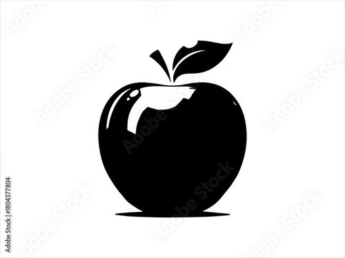 Apple fruit silhouette displayed as a clean black vector emblem. Food icon concept