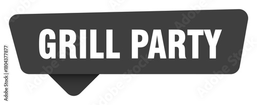 grill party black sign isolated on transpatent background. grill party sticker