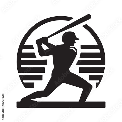batter warming up vector silhouette clip art logo design illustration. abstract batter icon set collections