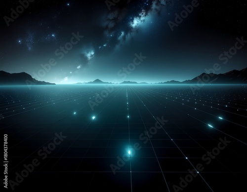 Abstract 3D Sparse Wireframe Grid Background Minimalist Tech Design