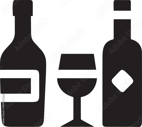wine bottle and glass vector