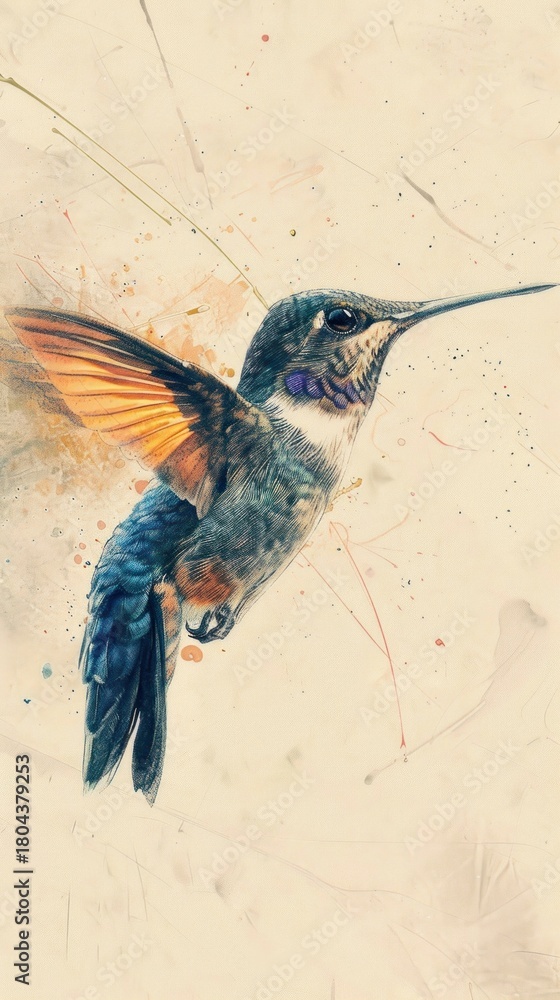 Fototapeta premium Wallpaper hummingbird animal.