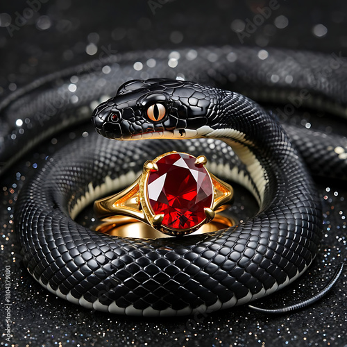 Black cobra with expensive diamond ring