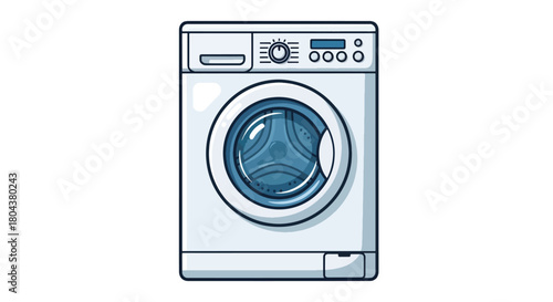 Modern Front Load Washing Machine Appliance Illustration.