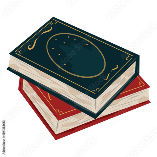 Pile of books vector illustration. Vintage book drawing. Academic aesthetic. Hand drawn book lover art. Book stack