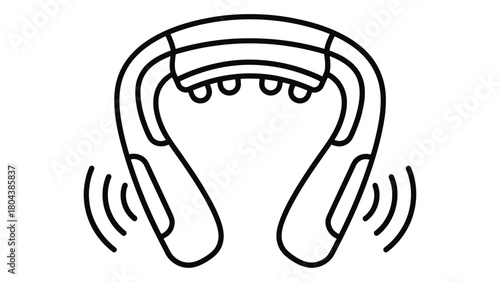 Neck massager icon illustration, portable electronic device for relieving muscle tension and promoting relaxation