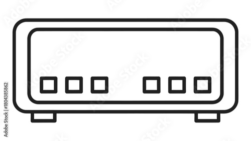 Network switch outline icon representing data connectivity, internet infrastructure, and digital network communication