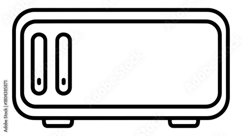 Network attached storage (nas) device icon, simple outline drawing for data backup, file sharing and cloud computing tec