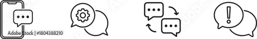 Set of communication icons, messaging and notification symbols isolated on