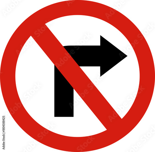 traffic sign of no turn right