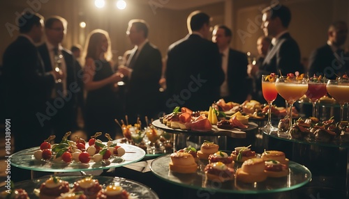 Wallpaper Mural Elegant Food and Drink Display at a Social Gathering with Diverse Attendees Torontodigital.ca