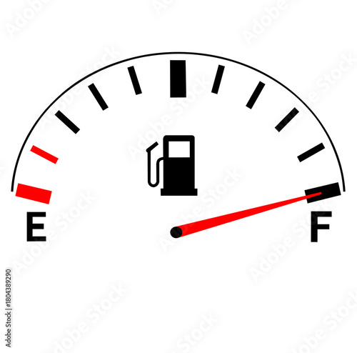 Fuel meter icon. Full fuel gauge. Gas tank