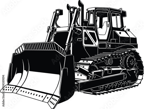 Bulldozer vector illustration construction equipment heavy machinery art eps silhouette