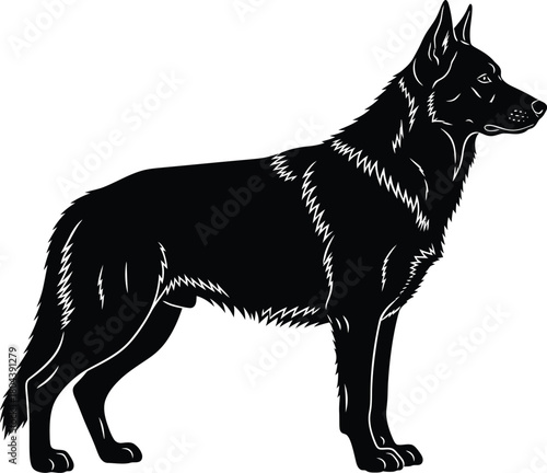 Black german shepherd dog silhouette vector illustration isolated art eps