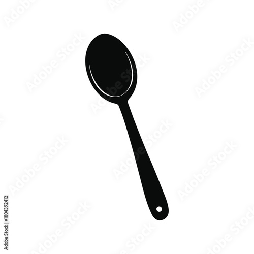 Simple black silhouette of a spoon on a black background