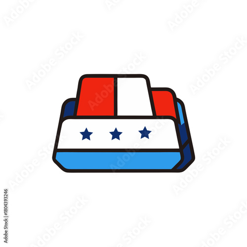Patriotic uncle sam hat with stars and stripes on black background