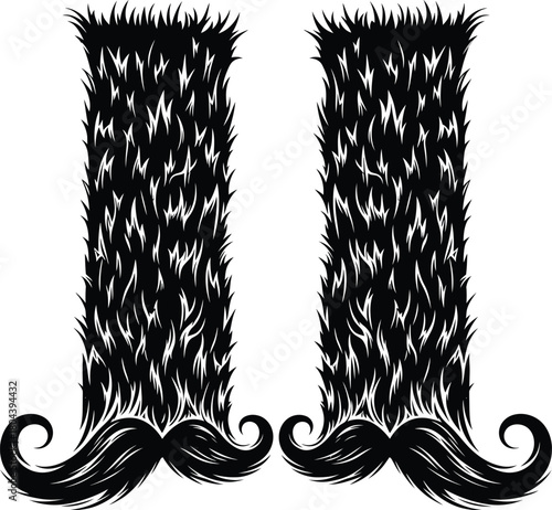 Two long beards with mustaches vector illustration clip art design eps silhouette