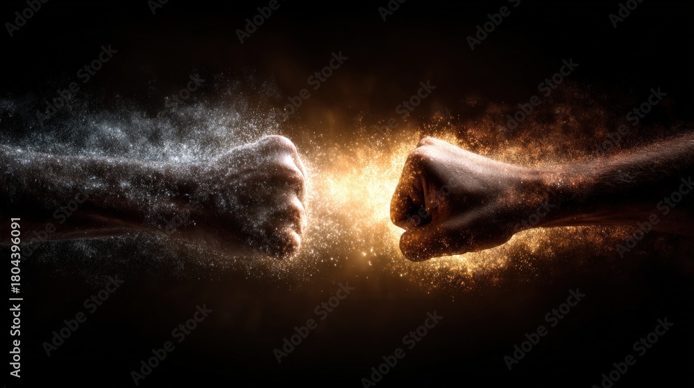 Obraz premium Conflict Concept - Two Fist In Impact.