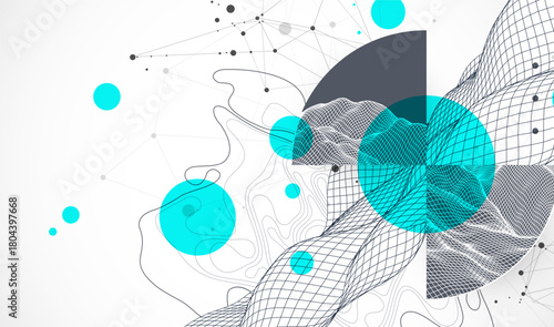 Abstract wireframe background. Modern science or technology art elements. Surface illustration.