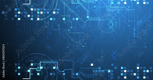 Abstract background. Scientific and technological concept with the use of technical elements formed in the shape of a circle. Vector