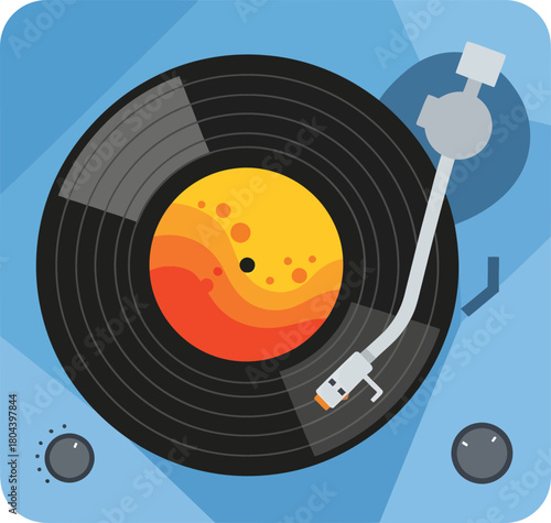 Vintage record player vector illustration music audio equipment design eps silhouette