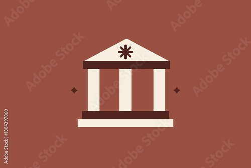 Premium geometric bank icon. Vector illustration bulding in flat design.	
