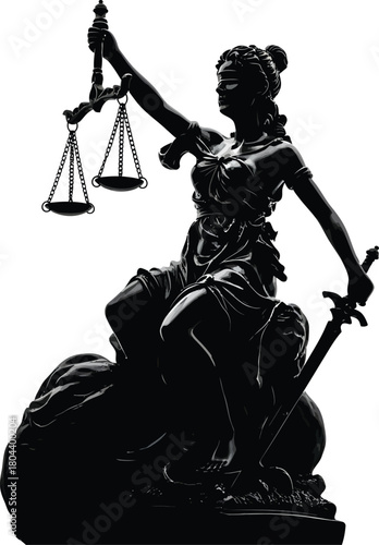 Justice statue lady justice scales of justice law legal system concept eps silhouette